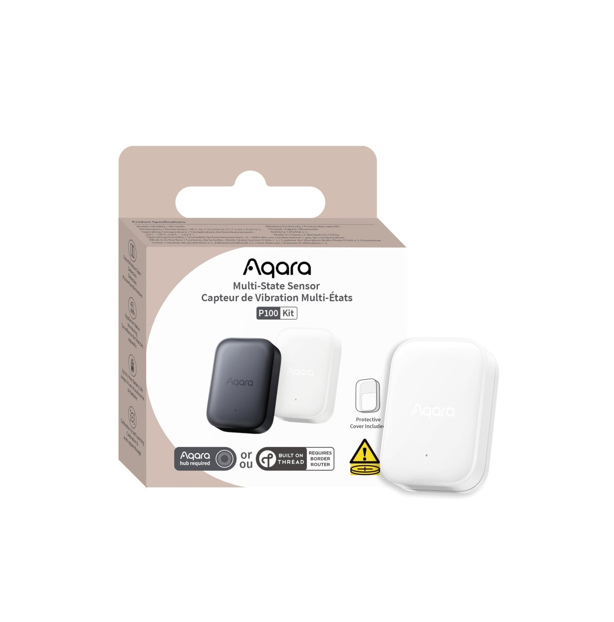 Aqara Multi-State Sensor P100 Kit (White, Offline Version) – Senzor Avansat de Stare, Vibrație și Înclinare, Procesare Locală