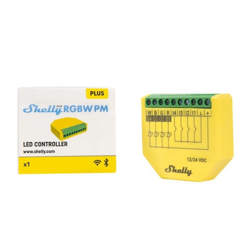Controller benzi LED Shelly Plus RGBW PM 12/24V (WiFi)