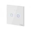 Intrerupator inteligent cu touch Sonoff T0 EU TX, Wireless, 2 canale, compatibil iOS/Android, Amazon Alexa/Google Assistant, sticla, Alb