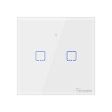Intrerupator inteligent cu touch Sonoff T2 EU TX, Wireless + RF 433, 2 canale, compatibil iOS/Android, Amazon Alexa/Google Assistant, sticla, Alb