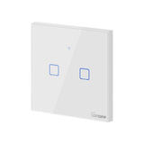 Intrerupator inteligent cu touch Sonoff T2 EU TX, Wireless + RF 433, 2 canale, compatibil iOS/Android, Amazon Alexa/Google Assistant, sticla, Alb