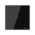 Intrerupator inteligent cu touch Sonoff T3 EU TX, Wireless + RF 433, 1 canal, compatibil iOS/Android, Amazon Alexa/Google Assistant, sticla, Negru