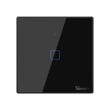 Intrerupator inteligent cu touch Sonoff T3 EU TX, Wireless + RF 433, 1 canal, compatibil iOS/Android, Amazon Alexa/Google Assistant, sticla, Negru