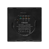 Intrerupator inteligent cu touch Sonoff T3 EU TX, Wireless + RF 433, 2 canale, compatibil iOS/Android, Amazon Alexa/Google Assistant, sticla, Negru