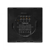 Intrerupator inteligent cu touch Sonoff T3 EU TX, Wireless + RF 433, 3 canale, compatibil iOS/Android, Amazon Alexa/Google Assistant, sticla, Negru