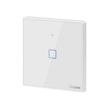Intrerupator inteligent simplu cu touch Sonoff T2EU1C TX, Wi-Fi, compatibil Amazon Alexa si Google Assistant, sticla, Alb