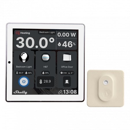 Intrerupator Smart cu touchscreen Shelly Wall Display, Alb, Wi-FI, Bluethooth + BLU H&T