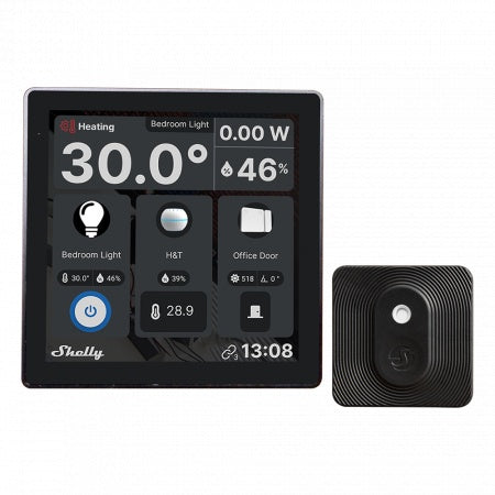 Intrerupator Smart cu touchscreen Shelly Wall Display, Wi-FI, Negru Bluethooth + H&T black
