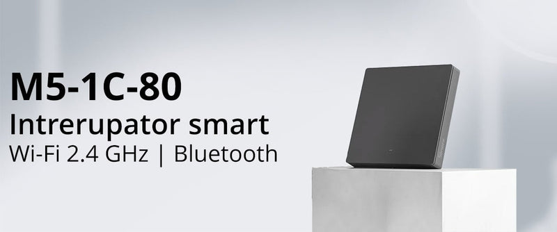 Intrerupator smart simplu WiFi Sonoff M5-1C-80, 2.4 GHz, bluetooth, mecanic
