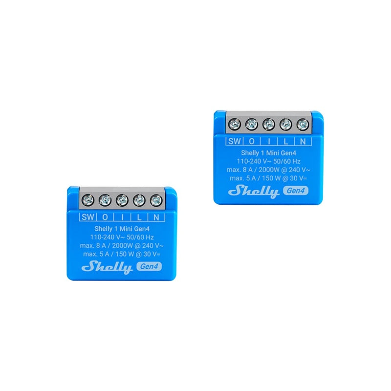 Pachet 2x Shelly 1 Mini Gen4 – Releu inteligent WiFi, Zigbee, Matter, Bluetooth