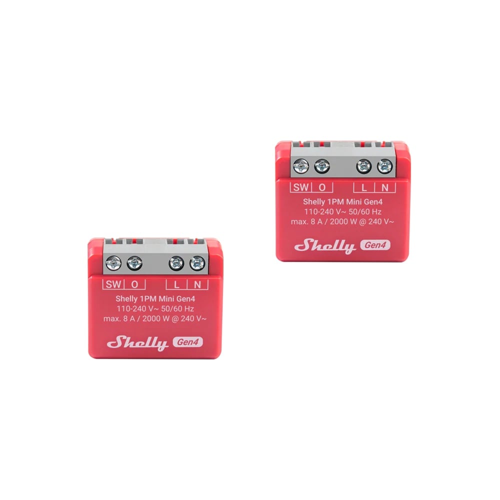 Pachet 2x Shelly 1PM Mini Gen4 – Releu inteligent WiFi, Zigbee, Matter, Bluetooth cu masurare consum
