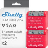 Pachet 2x Shelly 1PM Mini Gen4 – Releu inteligent WiFi, Zigbee, Matter, Bluetooth cu masurare consum