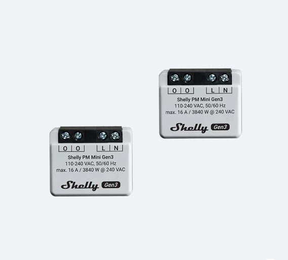Pachet de 2 Contoare de energie Shelly PM mini GEN3, 16A