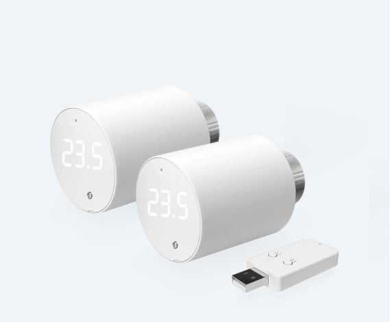 Pachet de 2 valve termostatice pentru calorifer Shelly BLU TRV, cu hub Bluetooth inclus in pachet