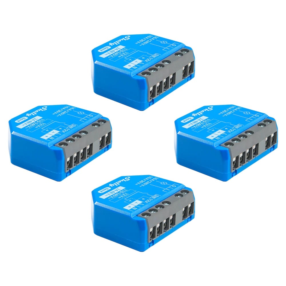 Pachet de 4 x Shelly 1 Gen4 – Modul releu inteligent WiFi, Matter, Zigbee, Bluetooth