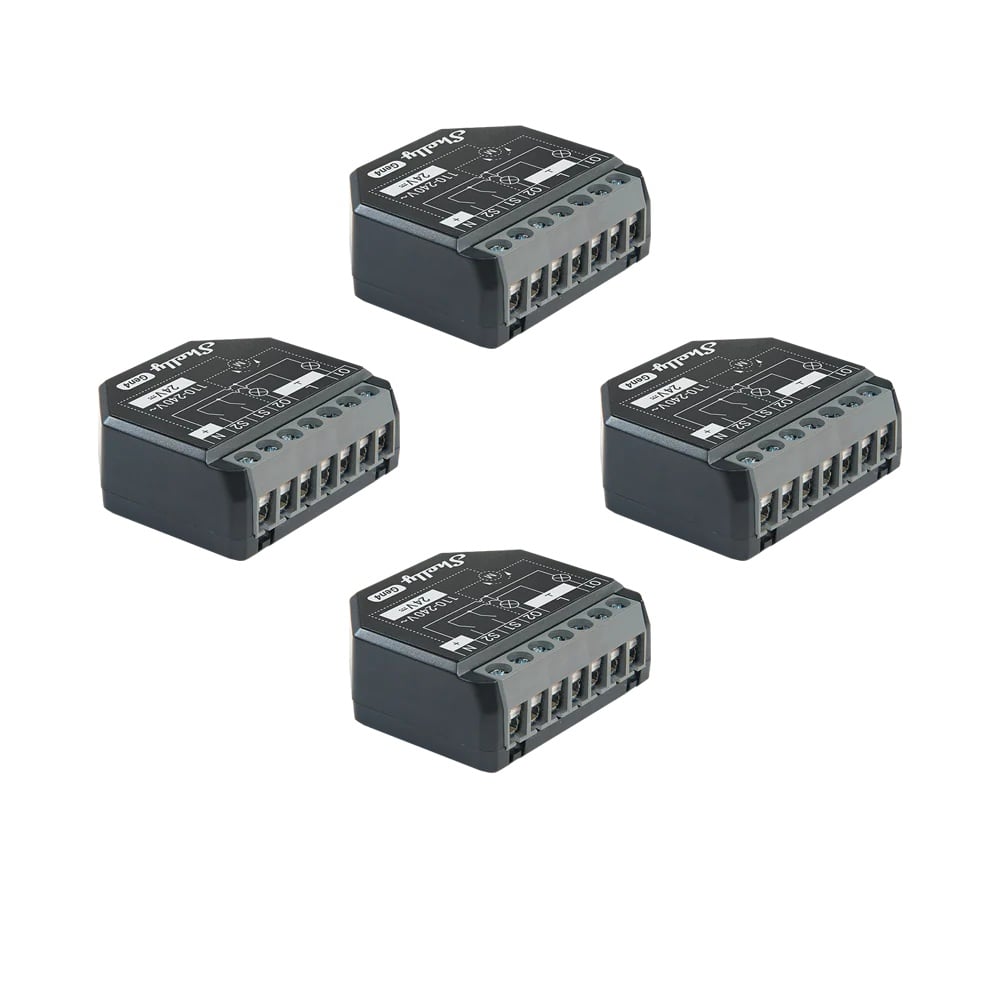Packet 4 relee inteligente Shelly 2PM GEN4, 2 canale, 2x10A, monitorizare consum, multiprotocol (WiFi, bluetooth, matter, zigbee) , integrare Home Assistant