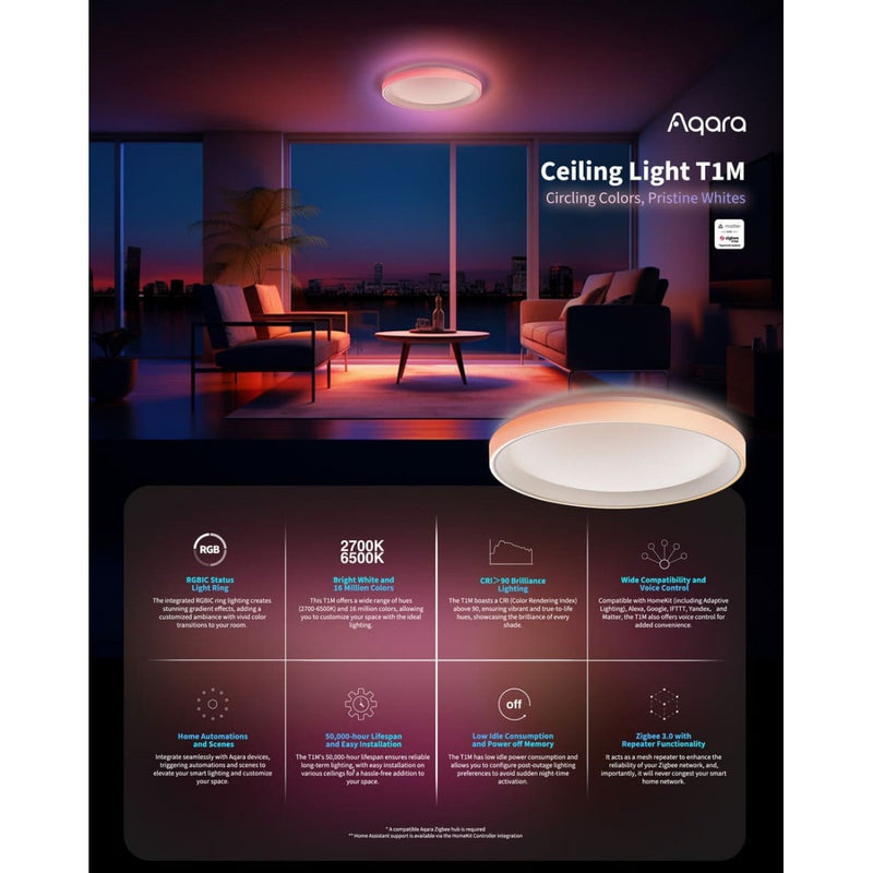 Plafoniera inteligenta Aqara T1M, RGB, Zigbee