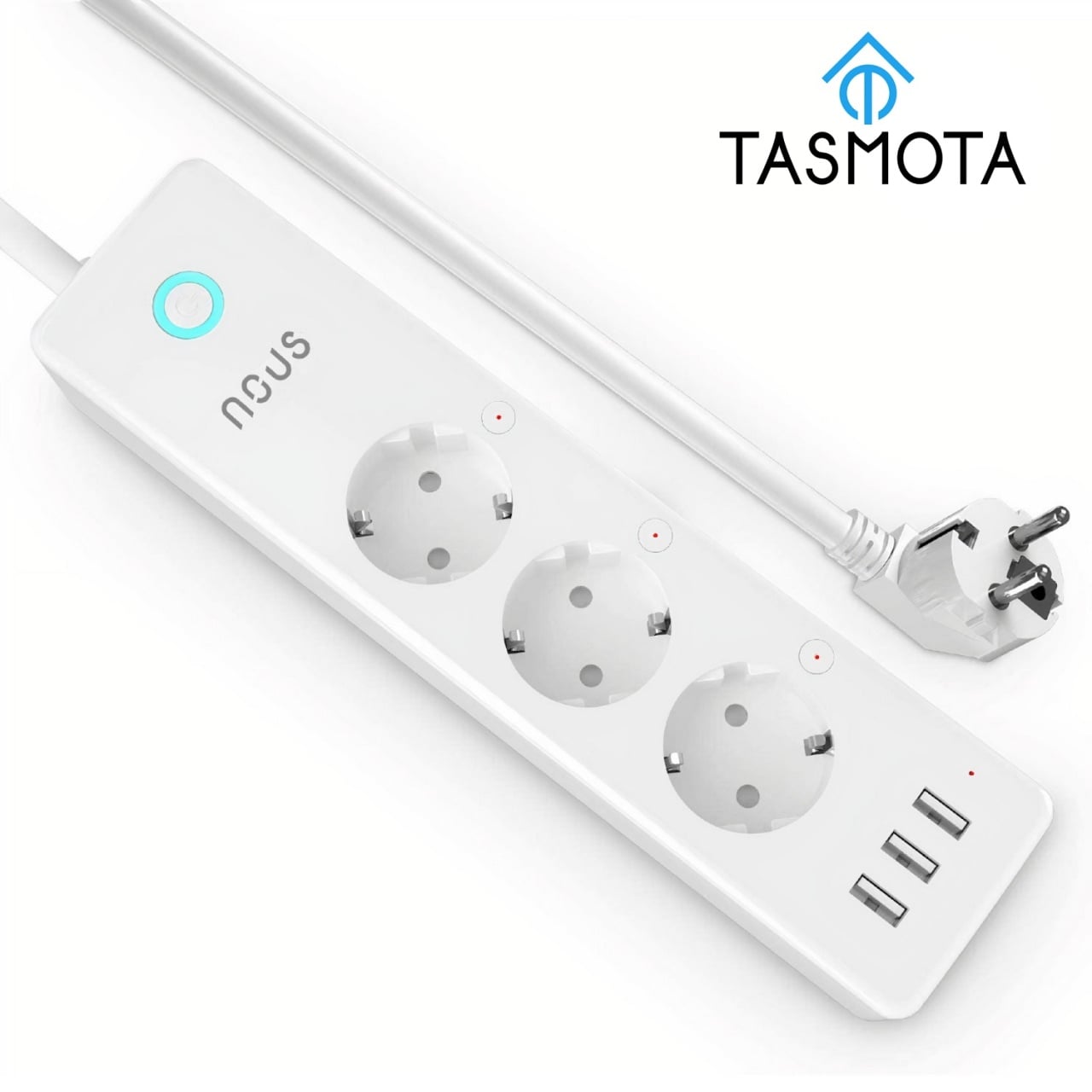 Prelungitor Smart Nous A5T, cu integrare prin Tasmota, 3 prize, 3 porturi USB