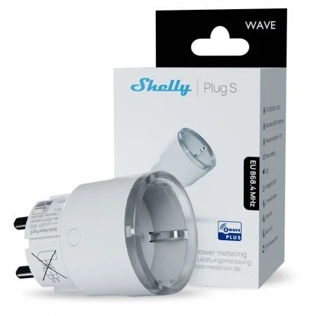 Priza inteligenta Shelly Wave Plug S cu monitorizare consum, WiFi, control aplicatie, compatibil Amazon Alexa, Google Assistant si Home Assistant