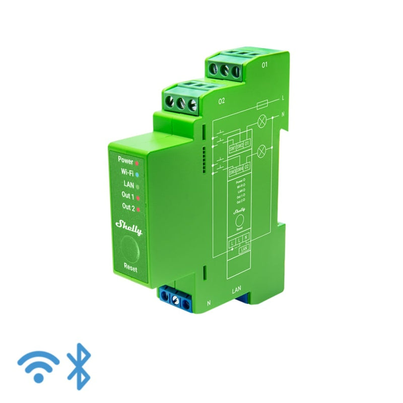 Releu inteligent Shelly PRO Dimmer 2PM, 2 canale, monitorizare consum, functie de dimming -