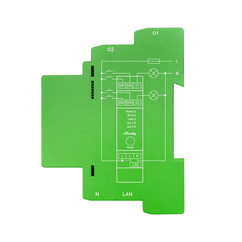 Releu inteligent Shelly PRO Dimmer 2PM, 2 canale, monitorizare consum, functie de dimming -