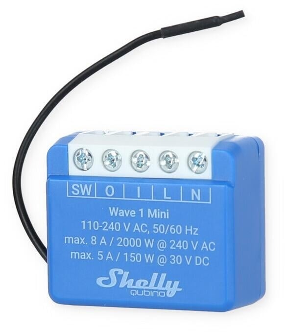 Releu inteligent Shelly Qubino Wave 1 Mini, 1 canal, 8A, Z-Wave, contact uscat, Z-Wave