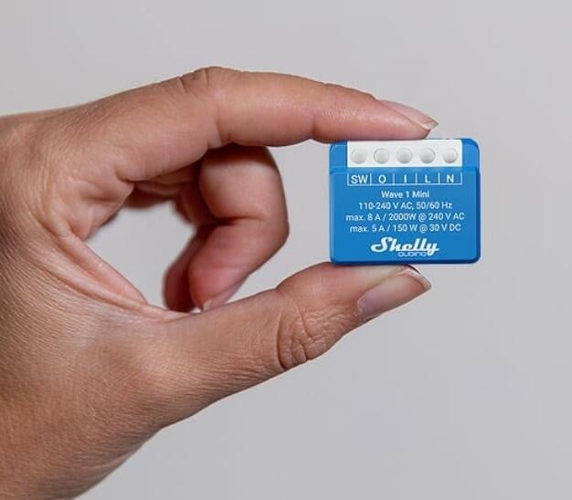Releu inteligent Shelly Qubino Wave 1 Mini, 1 canal, 8A, Z-Wave, contact uscat, Z-Wave