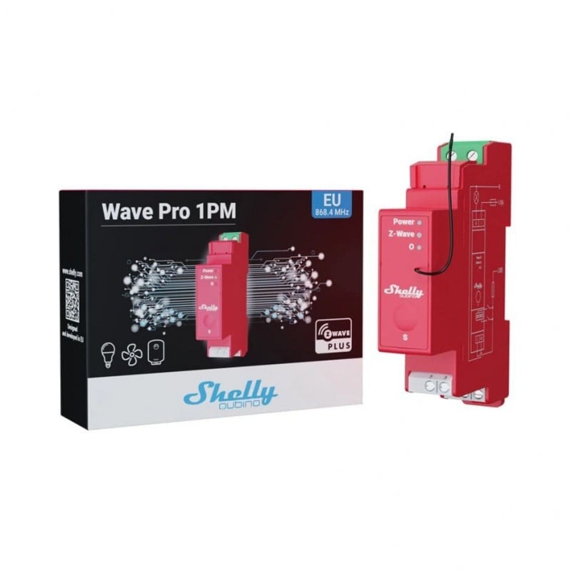 Releu inteligent Shelly Qubino Wave Pro 1PM, 16A, 1 canal, masurarea consumului, Z-Wave