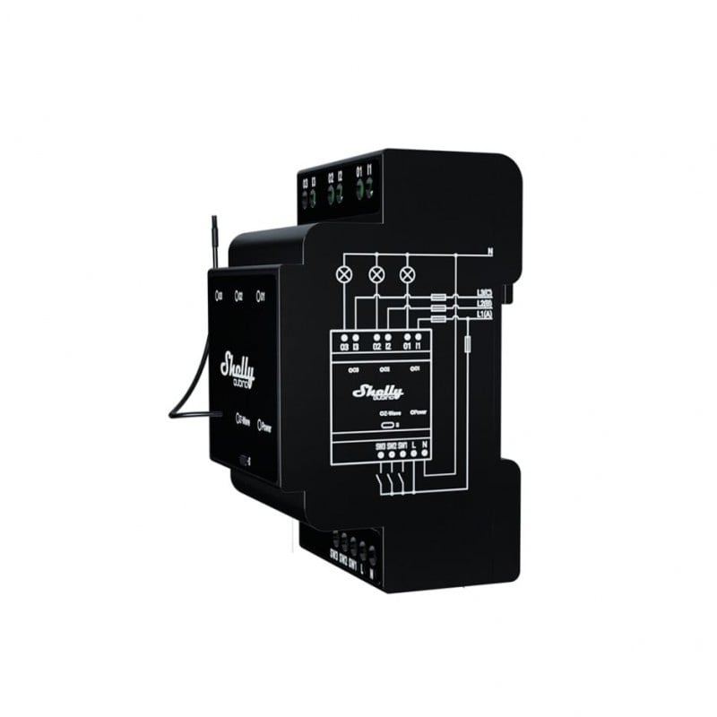 Releu inteligent Shelly Qubino Wave Pro 3, 16A, 3 canale, contacte uscate, Z-Wave