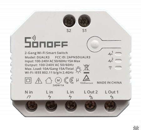Releu inteligent Sonoff Dual R3, Wireless, 2 canale, Alb
