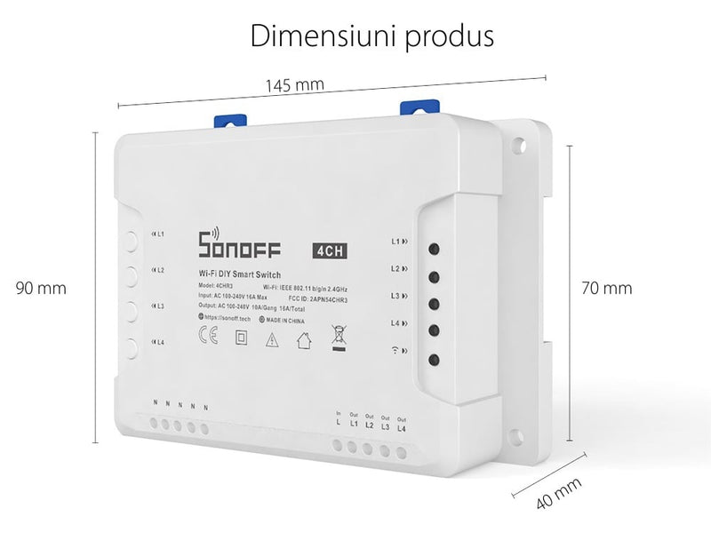 Releu wireless Wi-Fi 4 canale Sonoff 4CH R3