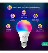 Set de 2 becuri inteligente Nous P3, E27, RGB, 810 lm, 9W