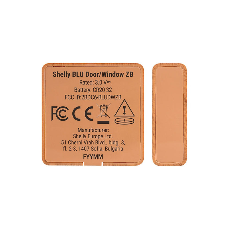 Shelly BLU Door/Window ZB Brown – Senzor Inteligent Zigbee pentru Uși și Ferestre, Detectare Deschidere și Înclinare