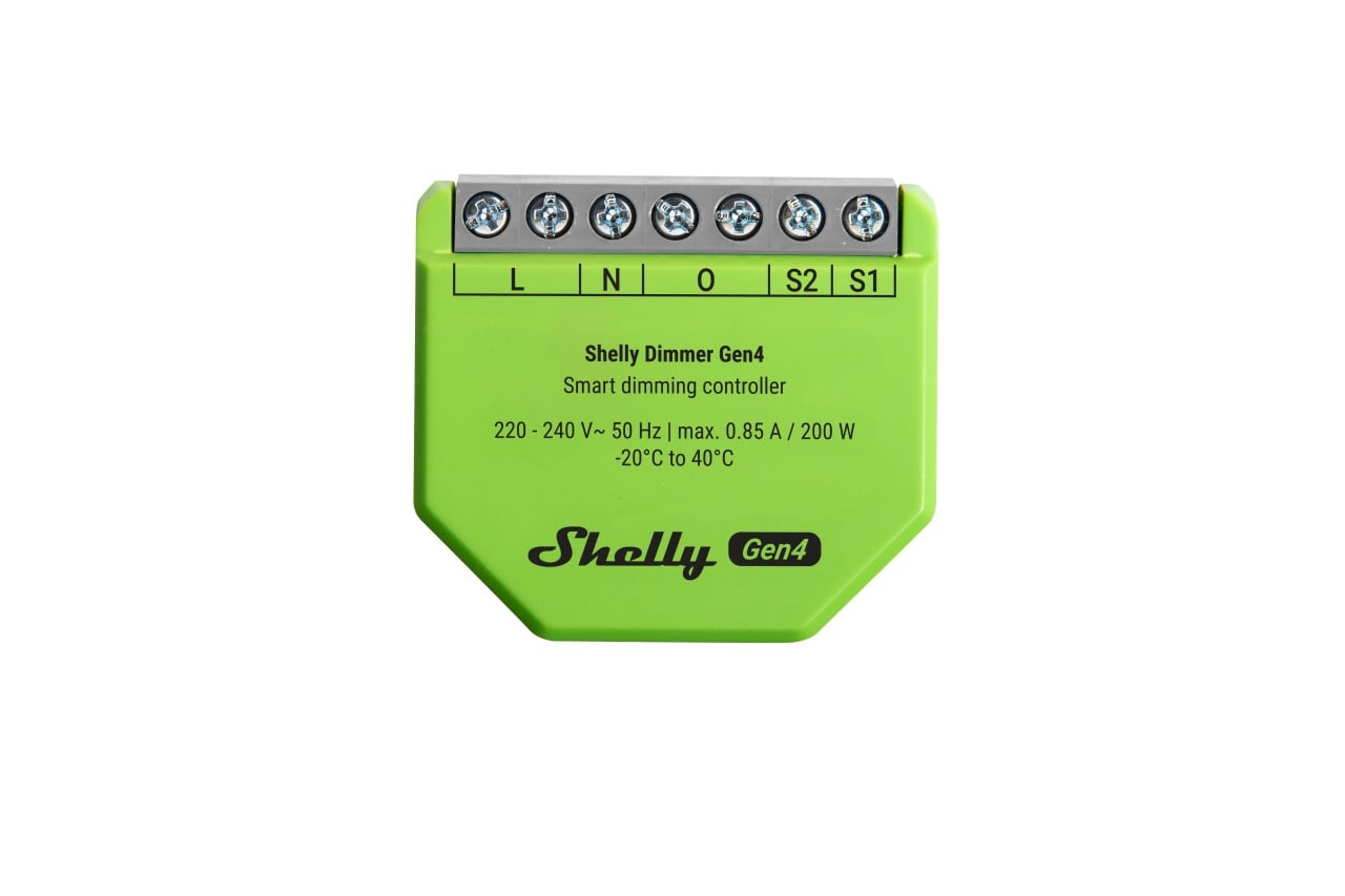 Shelly Dimmer Gen4 – Variator Inteligent de Tensiune, Wi-Fi și Bluetooth, Chip Shelly G4, Fără fir de Nul