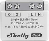 Shelly EM Mini Gen4 – Monitor de Energie Monofazat, Ultra-Compact, Wi-Fi și Bluetooth, Chip Shelly G4