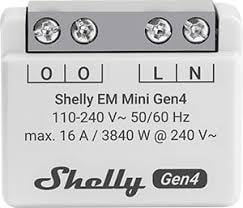 Shelly EM Mini Gen4 – Monitor de Energie Monofazat, Ultra-Compact, Wi-Fi și Bluetooth, Chip Shelly G4