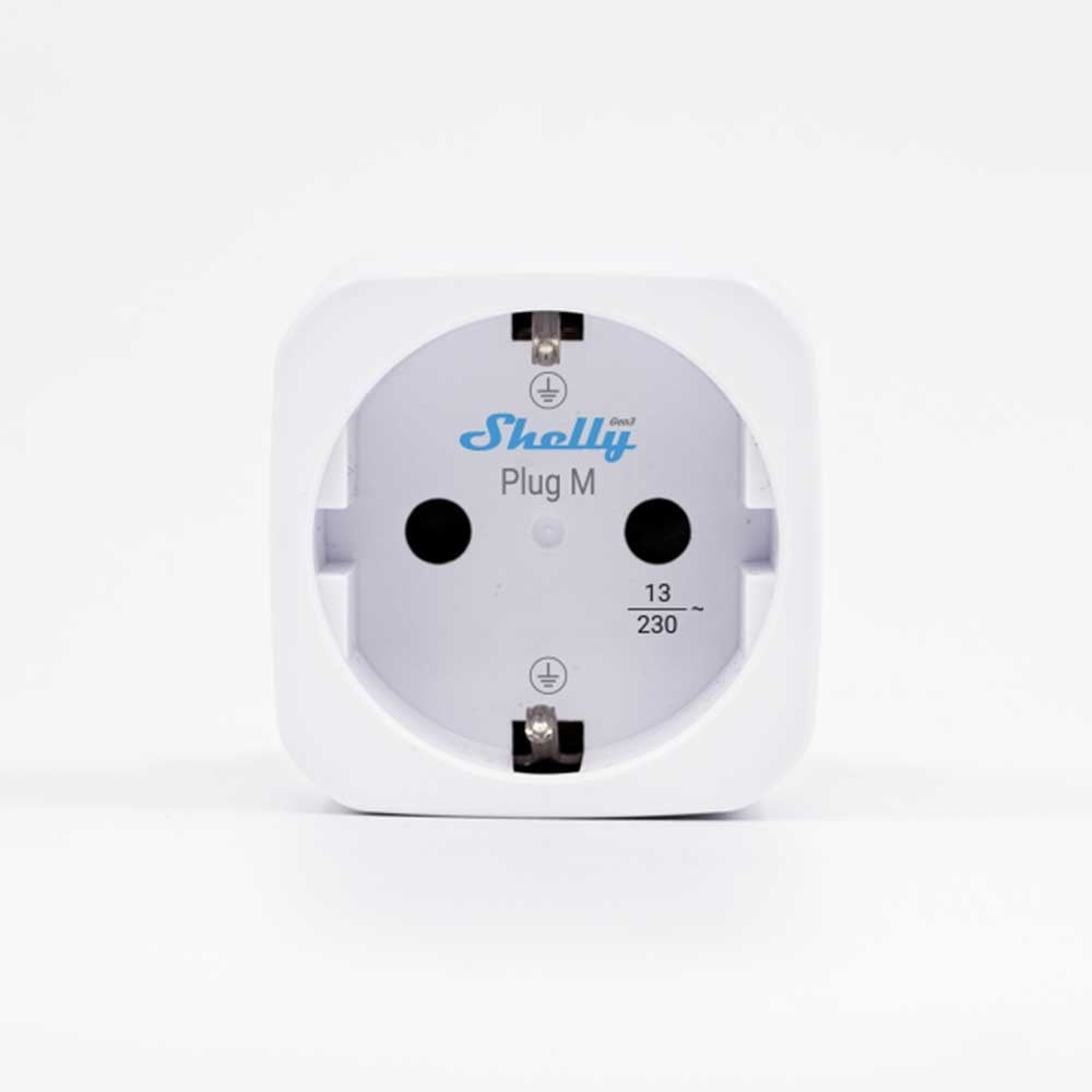 Shelly Plug M Gen3 – Priză Inteligentă Wi-Fi și Bluetooth, Monitorizare Energie, Procesor Shelly chip, Control Local și Automatizări, 16A