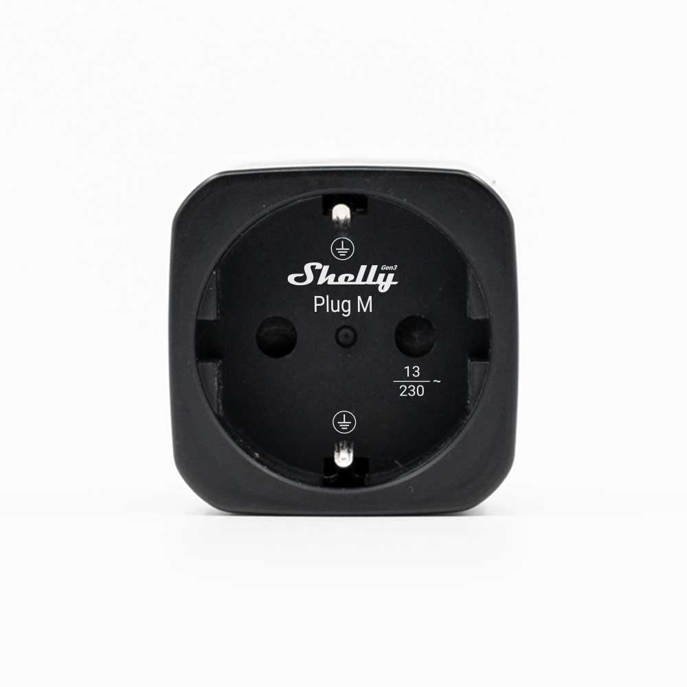 Shelly Plug M Gen3 Black (pachet 4 prize)– Priză Inteligentă Wi-Fi și Bluetooth, Monitorizare Energie, Procesor Shelly chip, Control Local și Automatizări, 16A