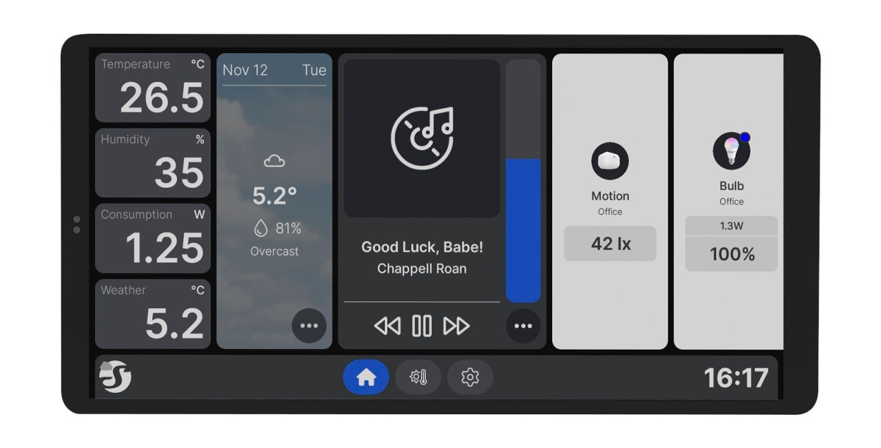 Shelly Wall Display X2 Silver – Panou de Control Smart Home, Ecran Tactil 4", Gateway Bluetooth și Senzori Integrați