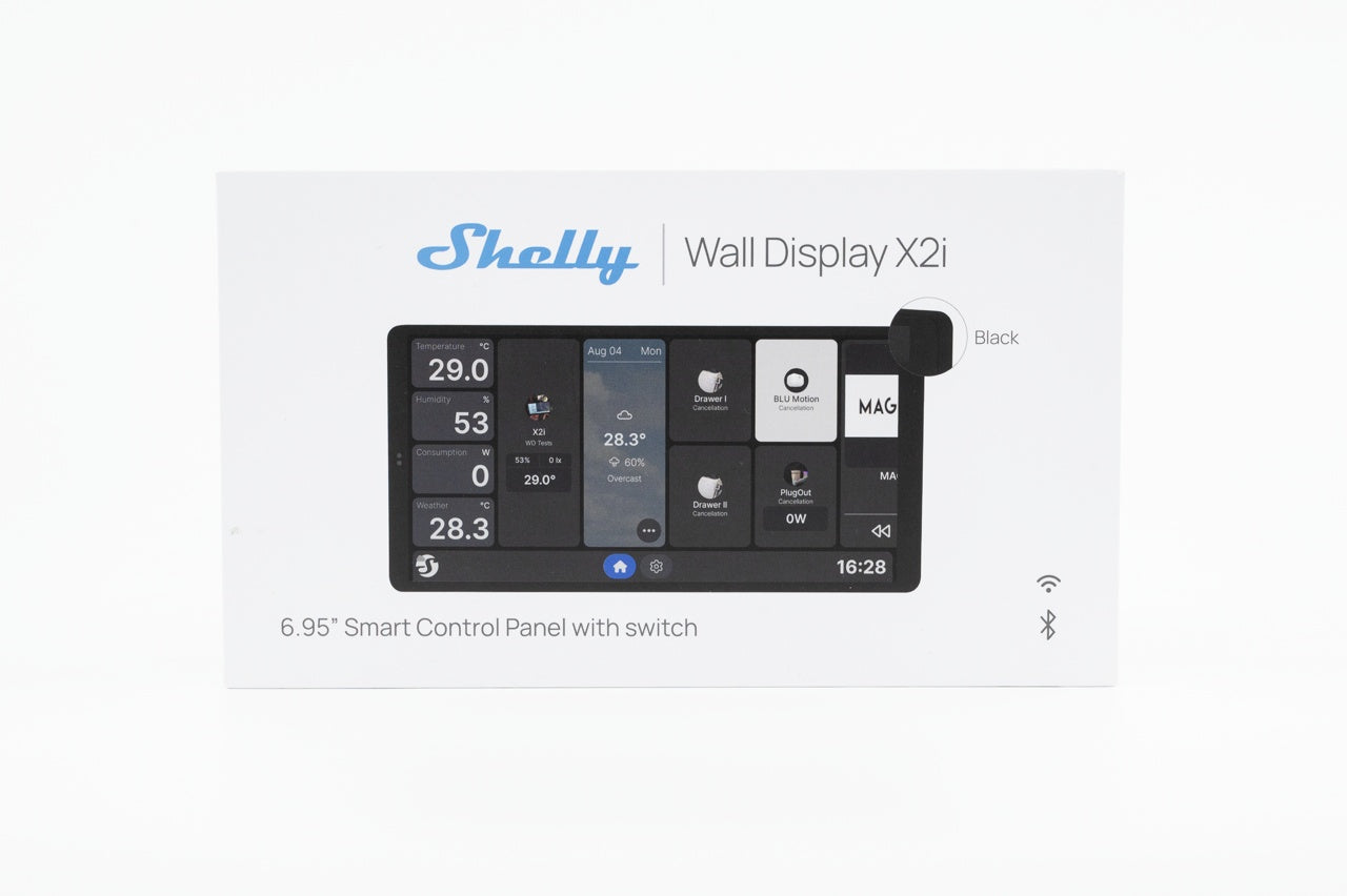 Shelly Wall Display X2i Black – Panou Tactil Inteligent 6.95", Wi-Fi 6 & Bluetooth 5.0, Hub de Control și Releu 5A