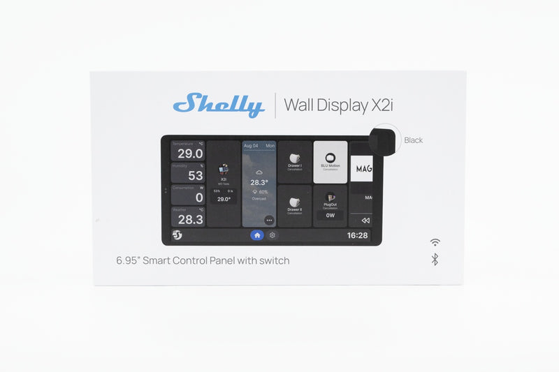 Shelly Wall Display X2i Black – Panou Tactil Inteligent 6.95", Wi-Fi 6 & Bluetooth 5.0, Hub de Control și Releu 5A