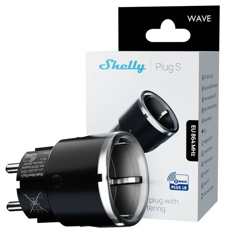 Shelly Wave Plug S Black LR – Priza inteligenta Z-Wave Long Range cu masurare consum