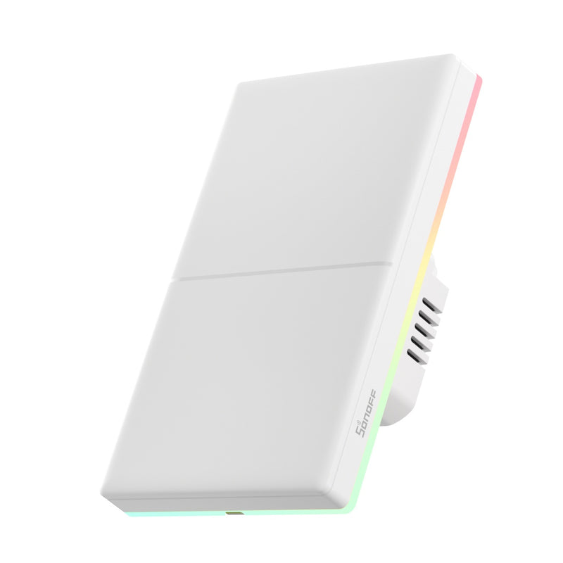 Sonoff Smart Touch Wall Switch T5-2C-120 – Întrerupător Inteligent cu 2 Canale, Panou Tactil, Iluminare RGB și Feedback Haptic
