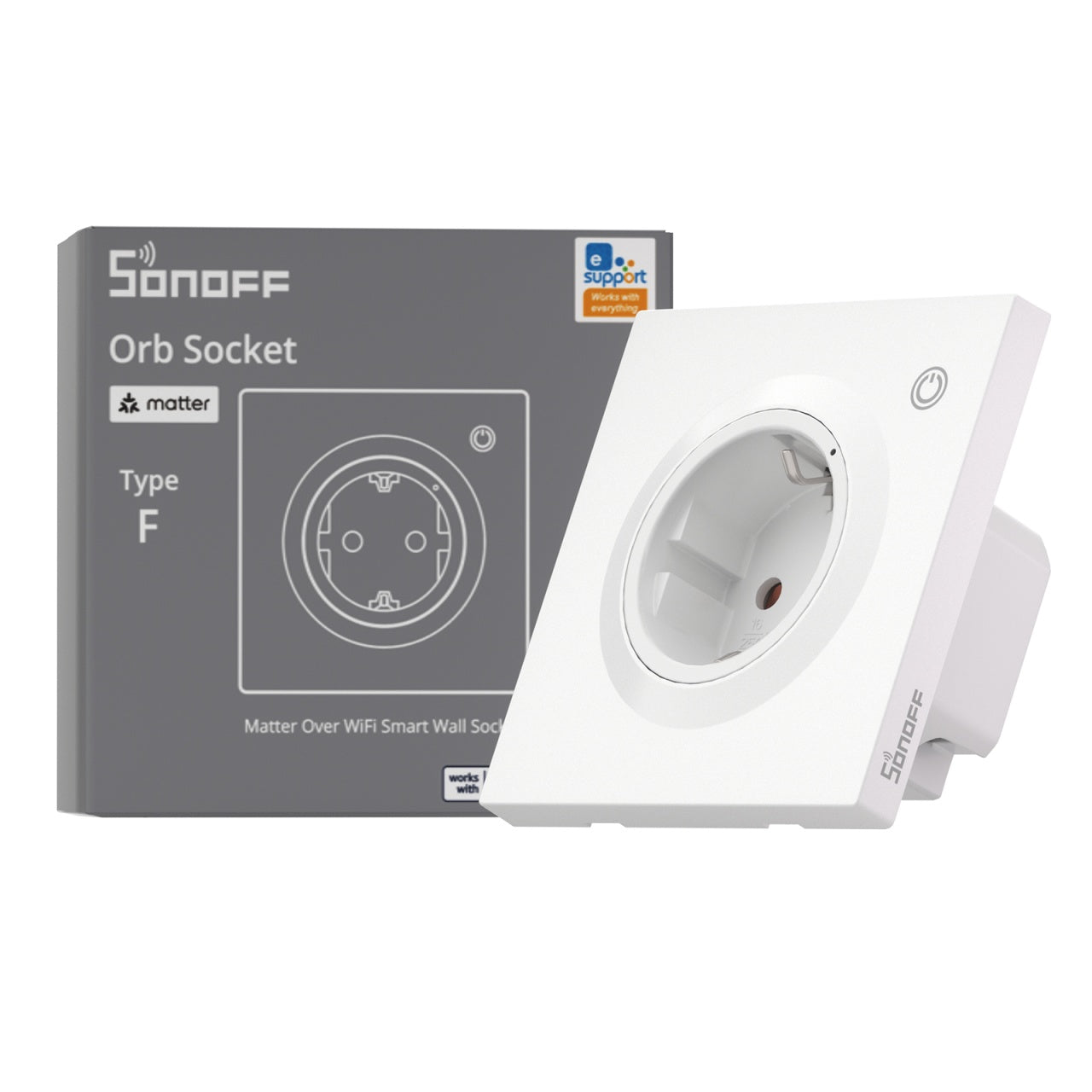 Sonoff WS01TPF-E – Priză Inteligentă Wi-Fi Încastrabilă, Monitorizare Consum, 16A, Control Vocal și Automatizări