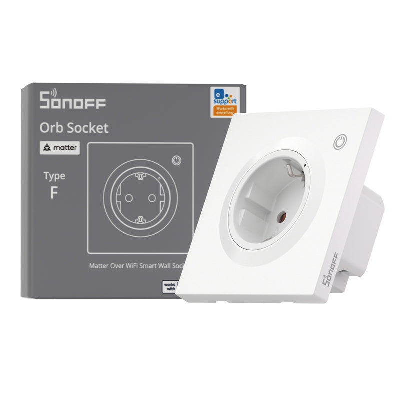 Sonoff WS01TPF-E – Priză Inteligentă Wi-Fi Încastrabilă, Monitorizare Consum, 16A, Control Vocal și Automatizări