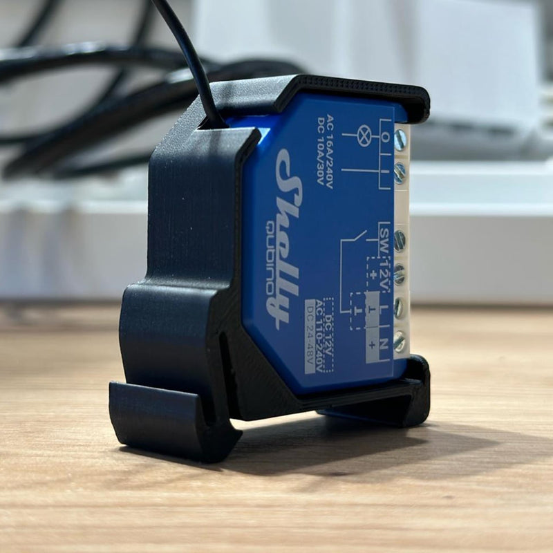 Suport de Sina DIN pentru Shelly PLUS, inclusiv cu seria Quibino Z-Wave, material ignifug, negru
