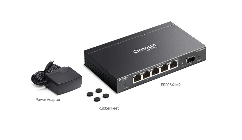 TP-Link Omada ES206X-M2 – Switch Smart Managed cu 5 Porturi 2.5G Multi-Gigabit și 1 Port 10G SFP+, Gestiune Centralizată Omada SDN