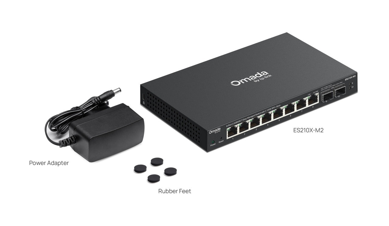 TP-Link Omada ES210X-M2 – Switch Smart Managed cu 8 Porturi 2.5G Multi-Gigabit și 2 Porturi 10G SFP+, Gestiune Centralizată Omada SDN